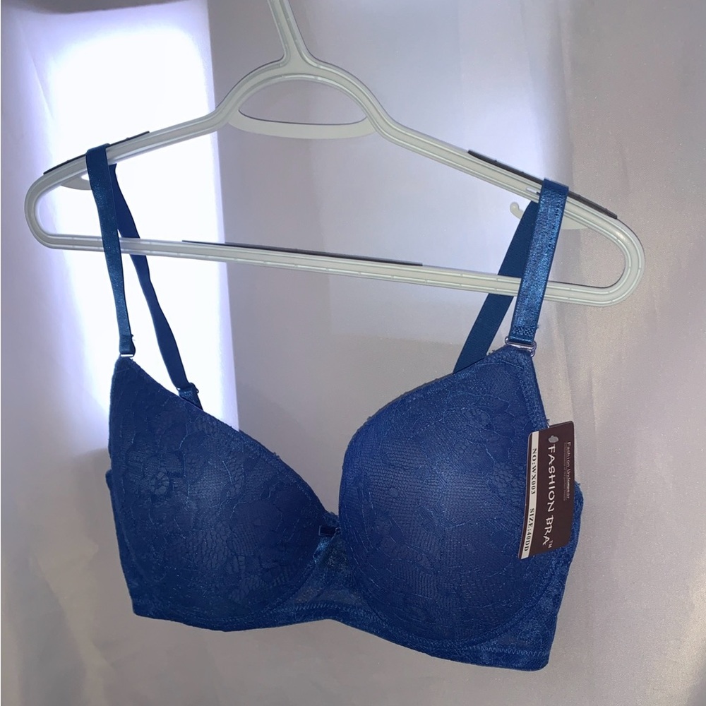 NEW Fashion Bra Navy Blue Lace Padded Lined Molded Underwire Intimates 40DD